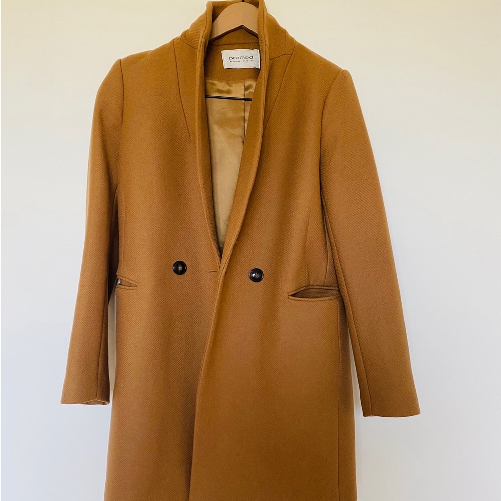 Unworn Promod Camel Coat, Size XS - Brand New